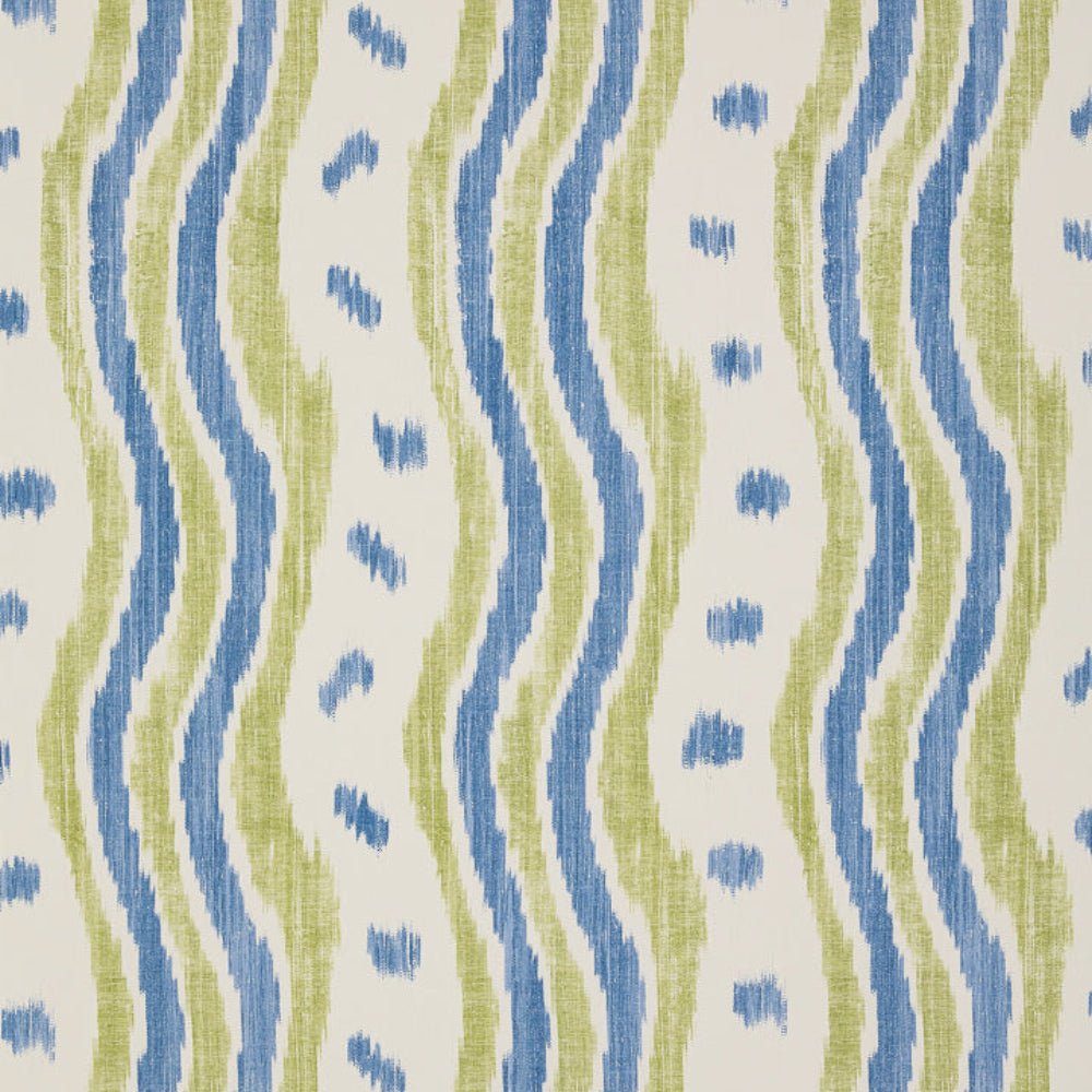Ikat Stripe Wallpaper - Blue Lime - Blithfield - 693-03 - Premier Wallcovering
