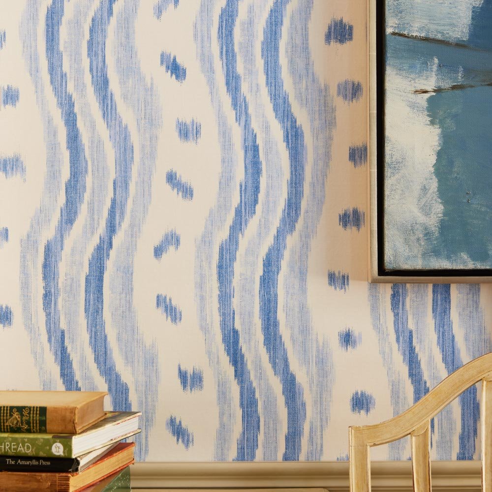 Ikat Stripe Wallpaper - Azure - Blithfield - 693-02 - Premier Wallcovering