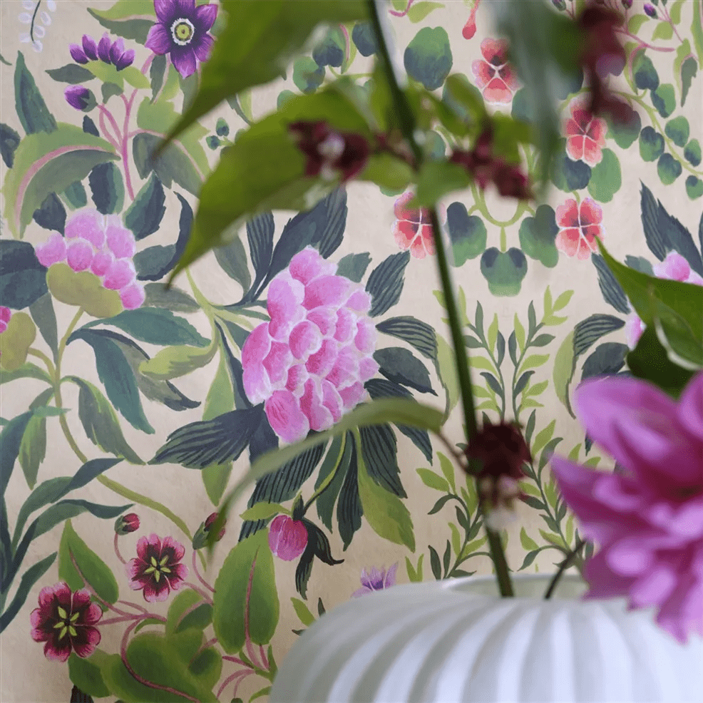 Ikebana Damask Wallpaper - Fuchsia - PDG1156/01 - Designers Guild - Premier Wallcovering
