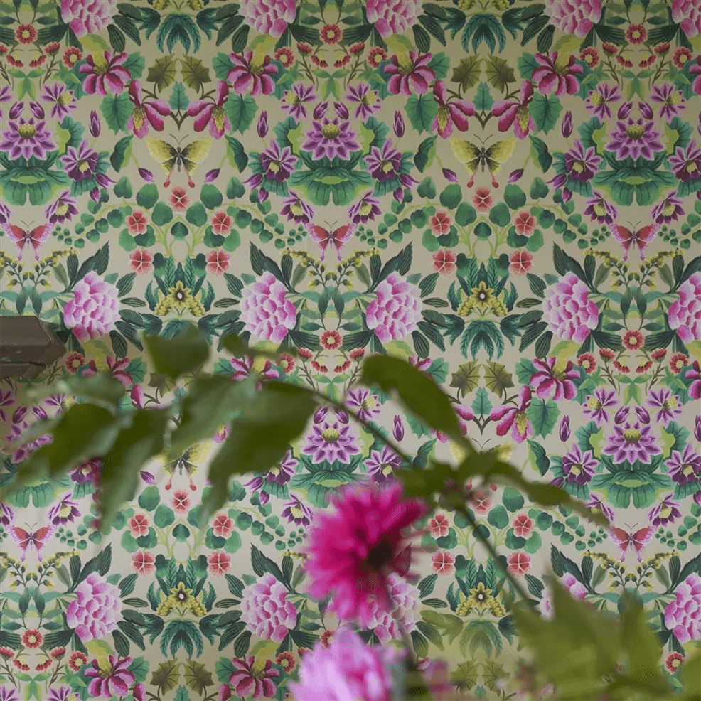 Ikebana Damask Wallpaper - Fuchsia - PDG1156/01 - Designers Guild - Premier Wallcovering