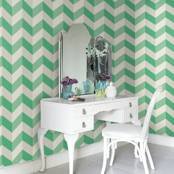 Illusion Chevron Wallpaper - Jade Twist - Ohpopsi - STR50130W - Premier Wallcovering