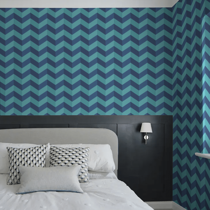 Illusion Chevron Wallpaper - Cerulean Mix - Ohpopsi - STR50131W - Premier Wallcovering