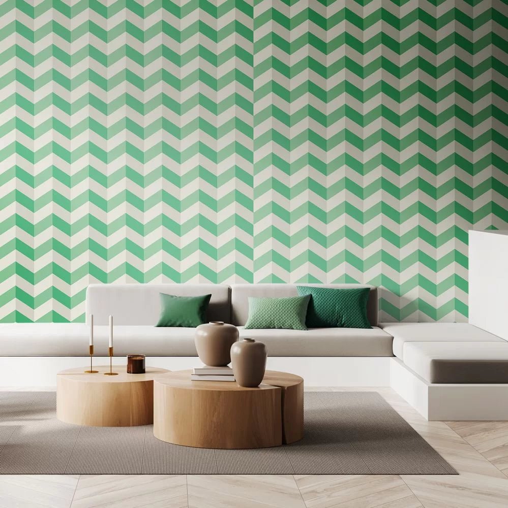 Illusion Chevron Wallpaper - Jade Twist - Ohpopsi - STR50130W - Premier Wallcovering