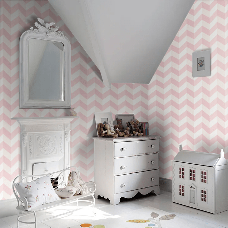 Illusion Chevron Wallpaper - Ballet Slipper - Ohpopsi - STR50133W - Premier Wallcovering