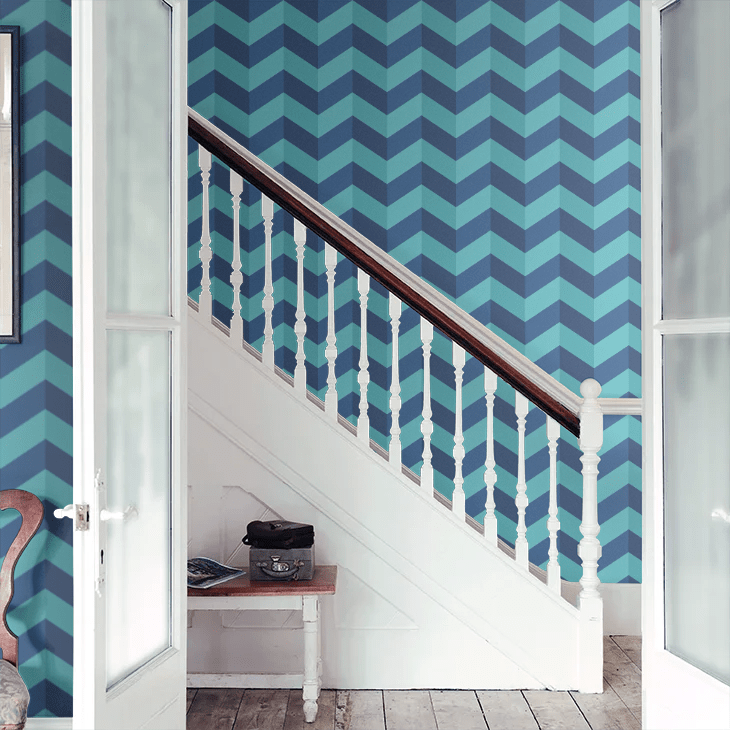 Illusion Chevron Wallpaper - Cerulean Mix - Ohpopsi - STR50131W - Premier Wallcovering