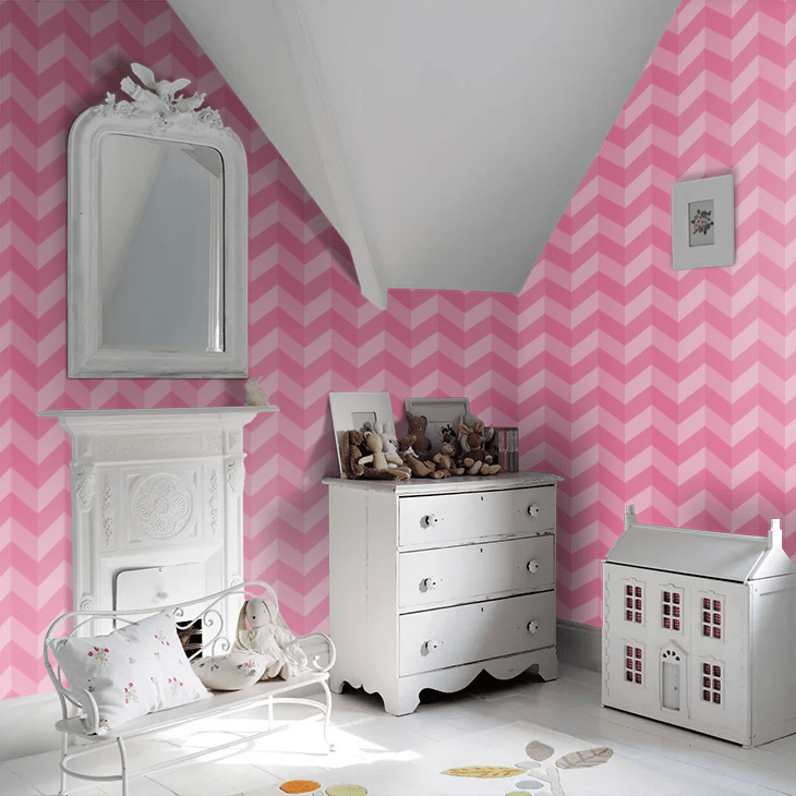 Illusion Chevron Wallpaper - Hot Fushcia - Ohpopsi - STR50132W - Premier Wallcovering