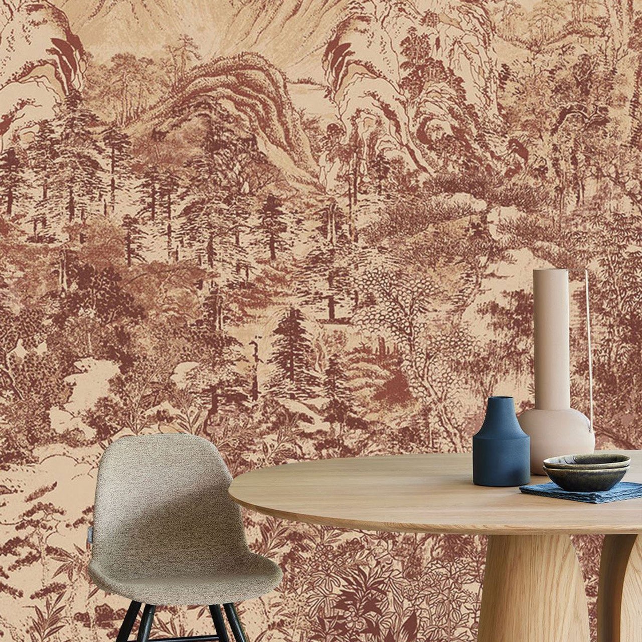 Illustrative Forest Emerald Mural Wallpaper - Red - Eijffinger - 333473 - Premier Wallcovering