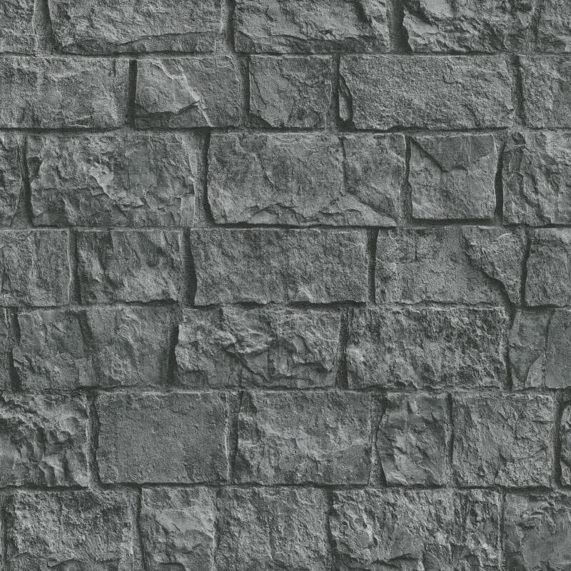 Imitations 3D Effect Brick Wall Wallpaper - Dark Grey - Erismann - 10394 - 10 - Premier Wallcovering