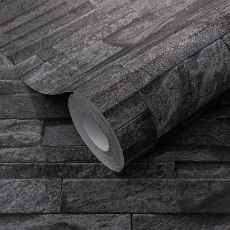 Imitations 3D Effect Brick Wall Wallpaper - Black - Erismann - 02363 - 40 - Premier Wallcovering