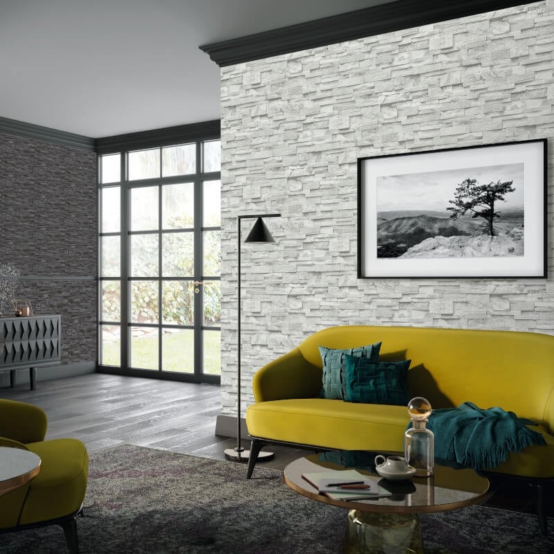 Imitations 3D Effect Brick Wall Wallpaper - Grey - Erismann - 02363 - 30 - Premier Wallcovering