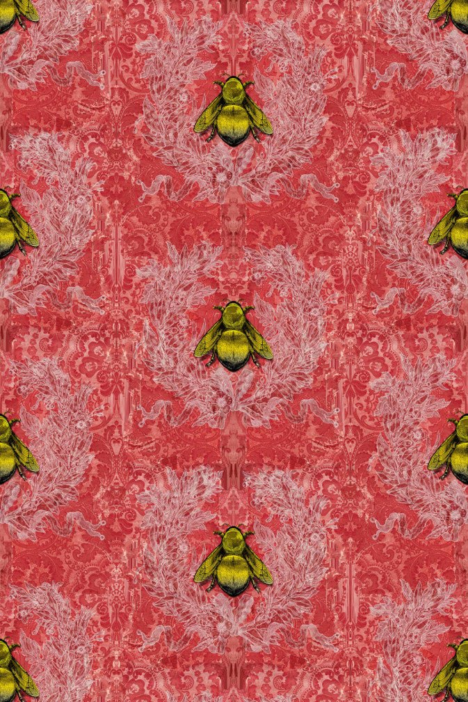 Imperial Apiary Wallpaper - Red - Timorous Beasties - TB/IMA/MICA/05 - Premier Wallcovering