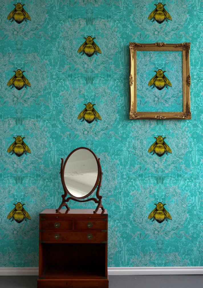 Imperial Apiary Wallpaper - Blue - Timorous Beasties - TB/IMA/MICA/02 - Premier Wallcovering