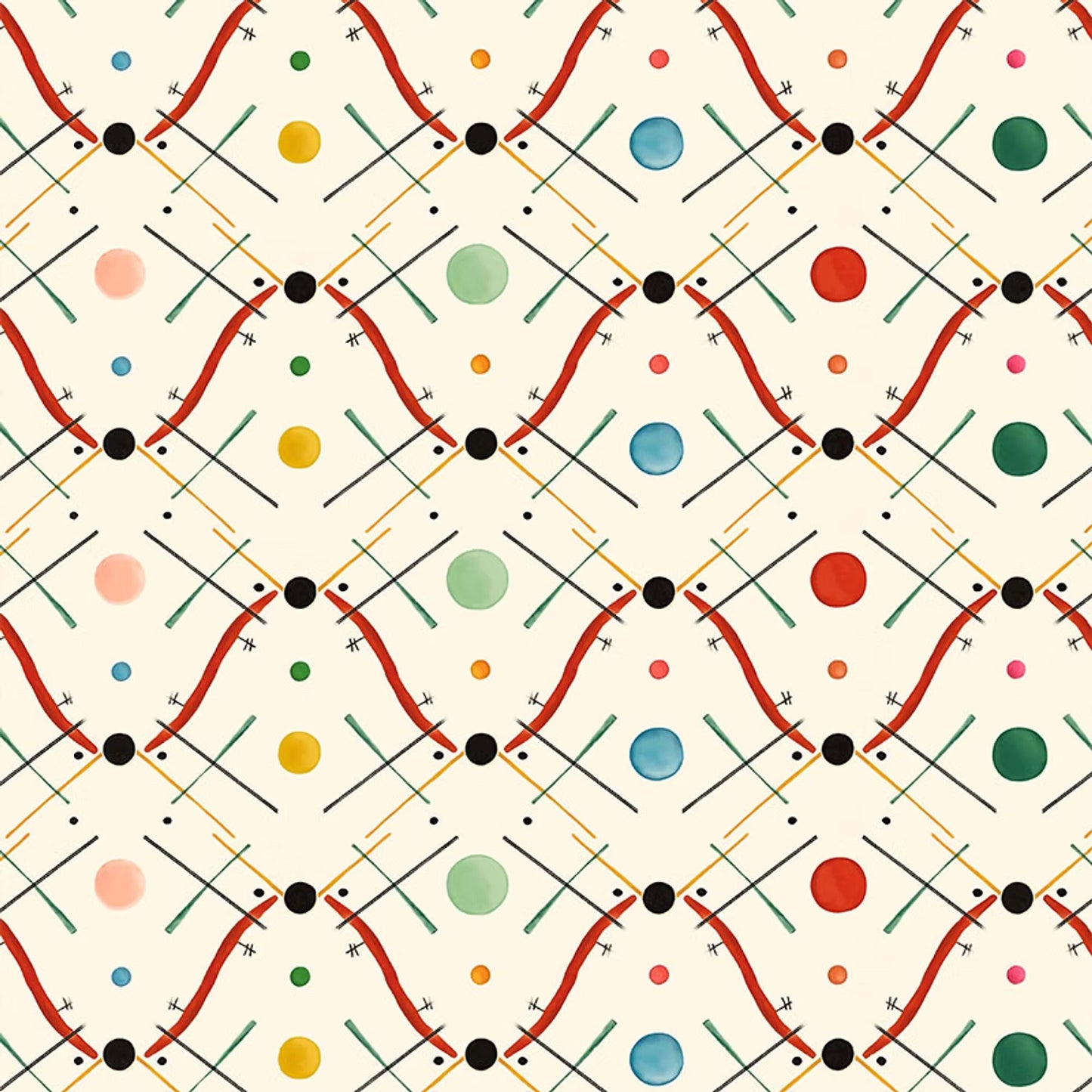 Improvisation Number 1 Wallpaper - Red - Ottoline - W/IMP1/101/1 - Premier Wallcovering