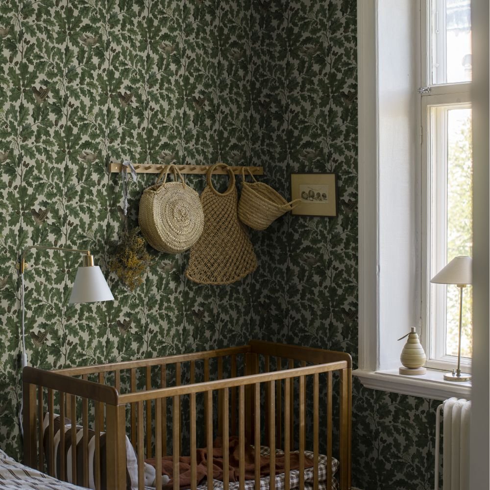 In the Oak Wallpaper - Green / Neutral - Boråstapeter - 2049 - Premier Wallcovering