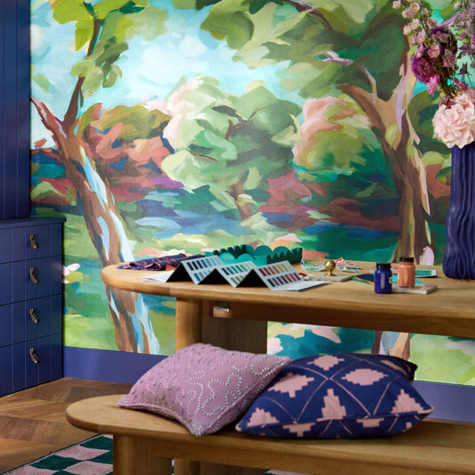 In The Woods Wallpaper - Sky/Emerald/Carnelian - HSRW113068 - Harlequin - Premier Wallcovering