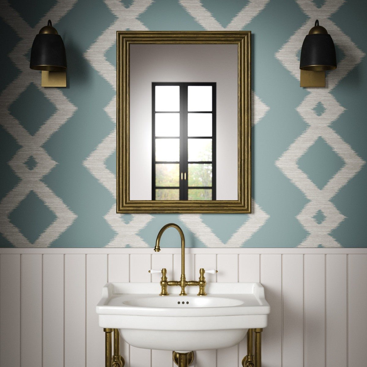 Inca Wallpaper - Teal - Warner House - Premier Wallcovering
