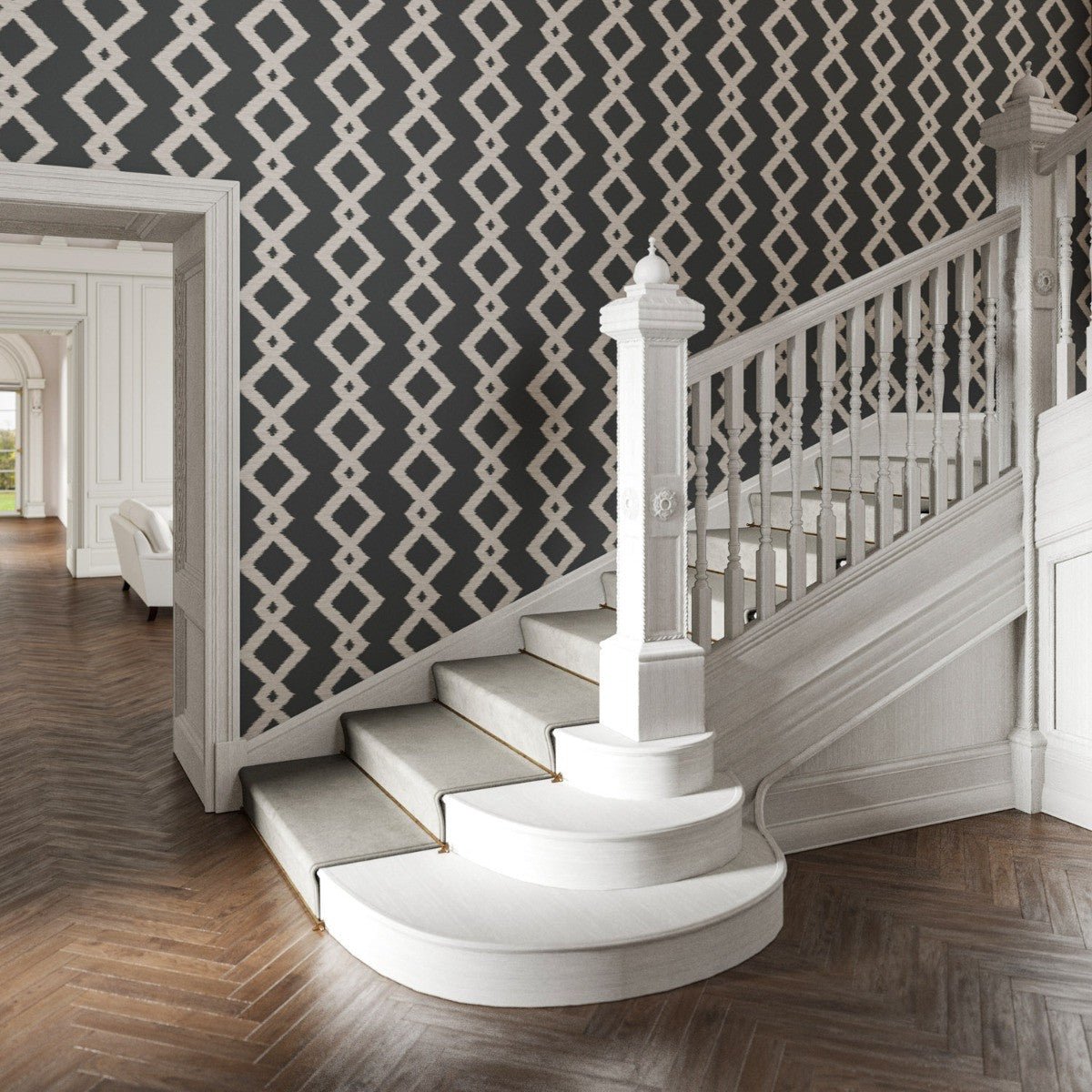 Inca Wallpaper - Charcoal - Warner House - Premier Wallcovering