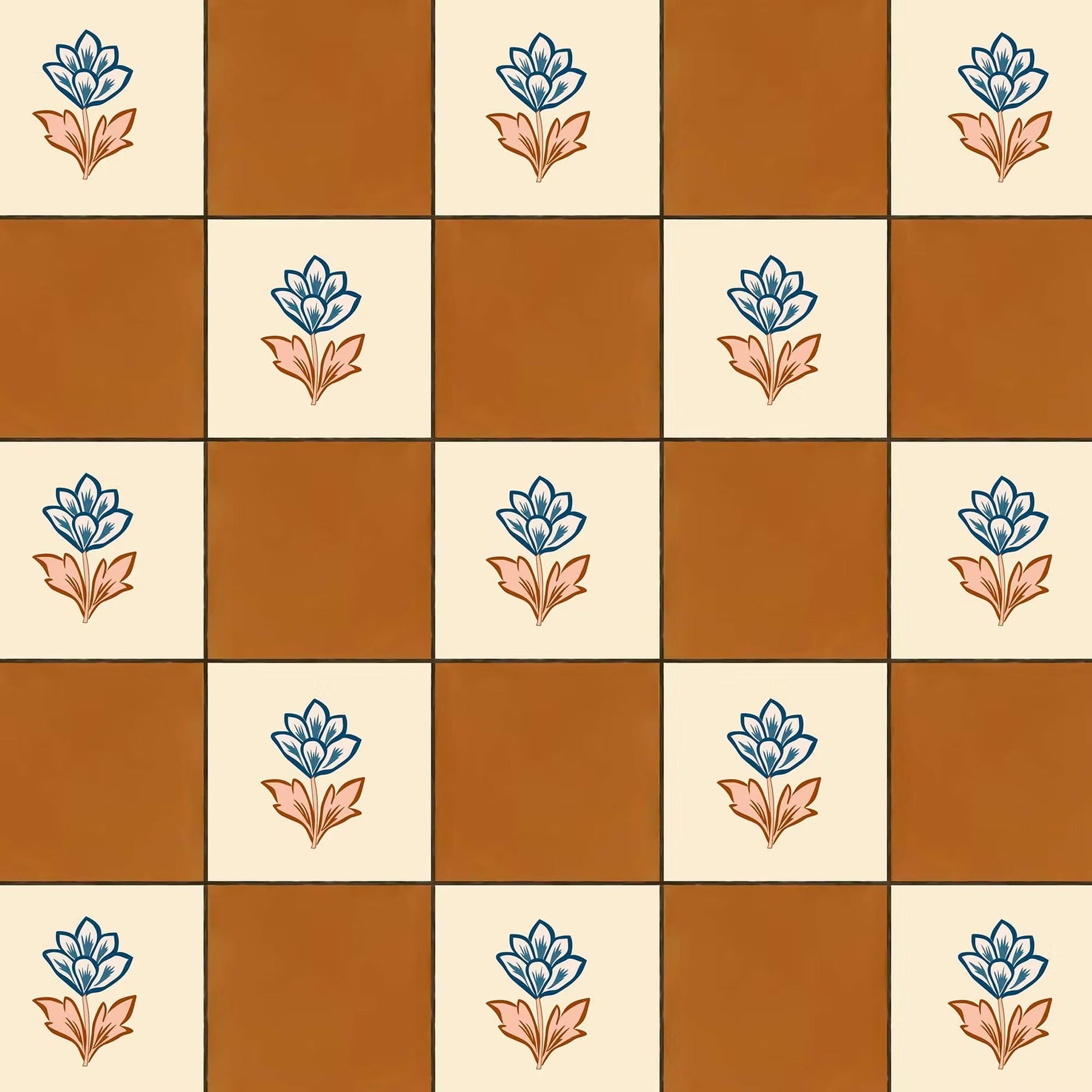 Indian Checks Wallpaper - Caramel - Ottoline - W/IND/101/1 - Premier Wallcovering