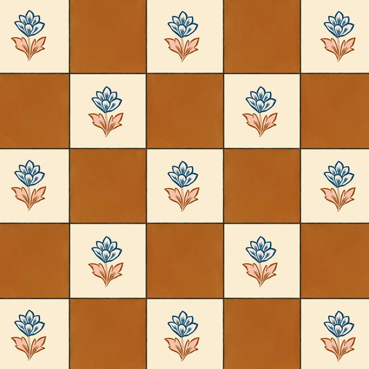 Indian Checks Wallpaper - Caramel - Ottoline - W/IND/101/1 - Premier Wallcovering