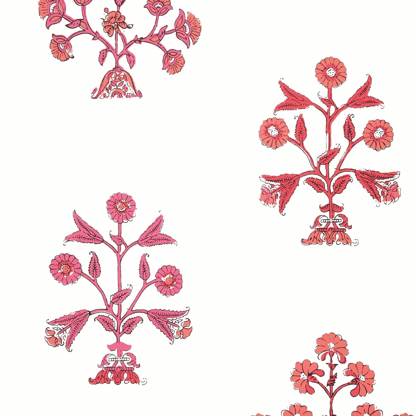 Indian Flower Wallpaper - Pink - Thibaut - T10667 - Premier Wallcovering