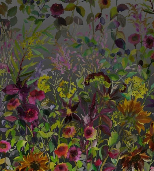 Indian Sunflower Wallpaper - Graphite - PDG1068/01 - Designers Guild - Premier Wallcovering