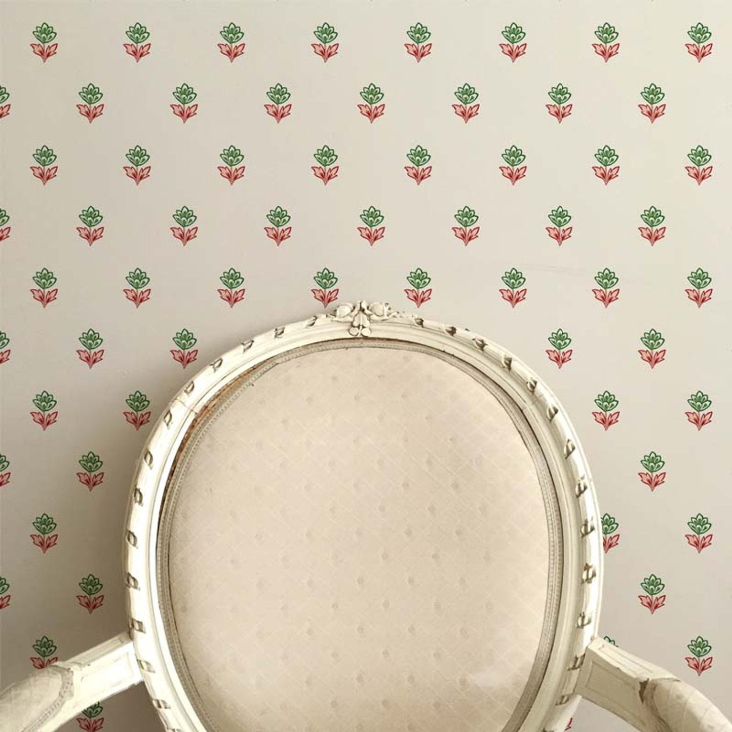 Indian Tulips Wallpaper - Pink And Green - Ottoline - W/IND/101/4 - Premier Wallcovering