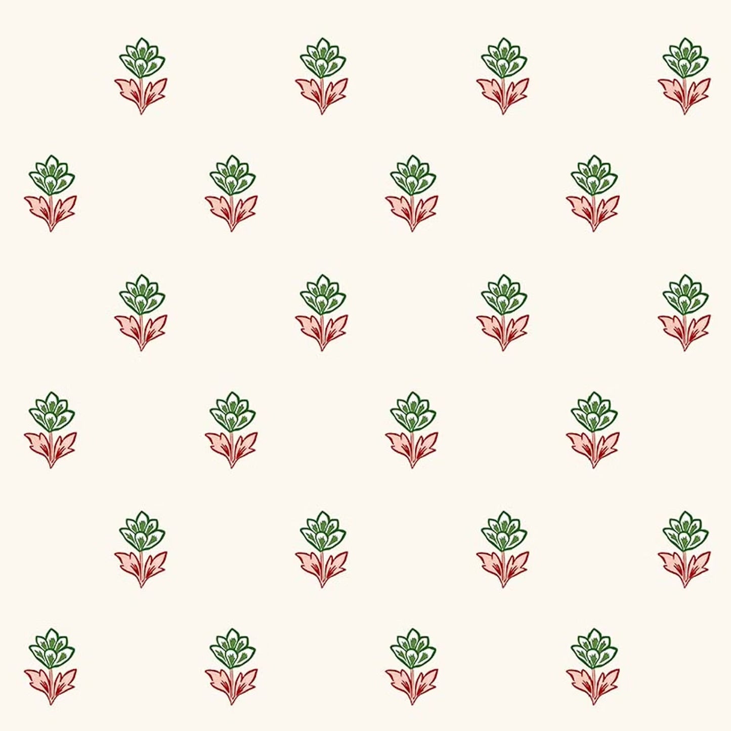 Indian Tulips Wallpaper - Pink And Green - Ottoline - W/IND/101/4 - Premier Wallcovering