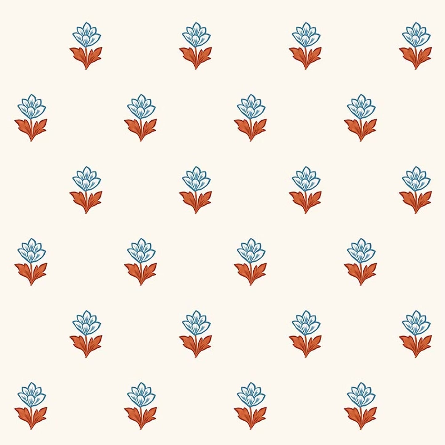 Indian Tulips Wallpaper - Blue and Brown - Ottoline - W/IND/101/2 - Premier Wallcovering