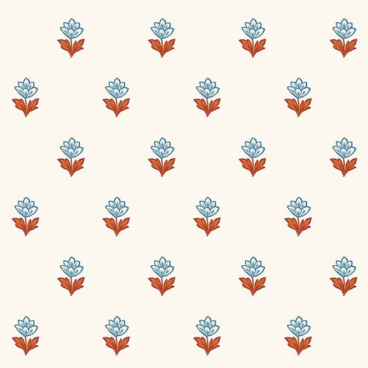 Indian Tulips Wallpaper - Blue and Brown - Ottoline - W/IND/101/2 - Premier Wallcovering