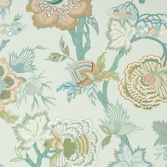 Indienne Jacobean Wallpaper - Seaglass & Gold - Thibaut - T36417 - Premier Wallcovering