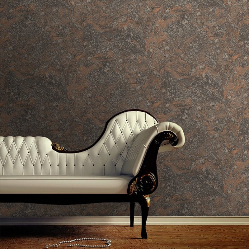 Infused Marble Metallic Wallpaper - Black/Copper - SK Filson - SK20031 - Premier Wallcovering