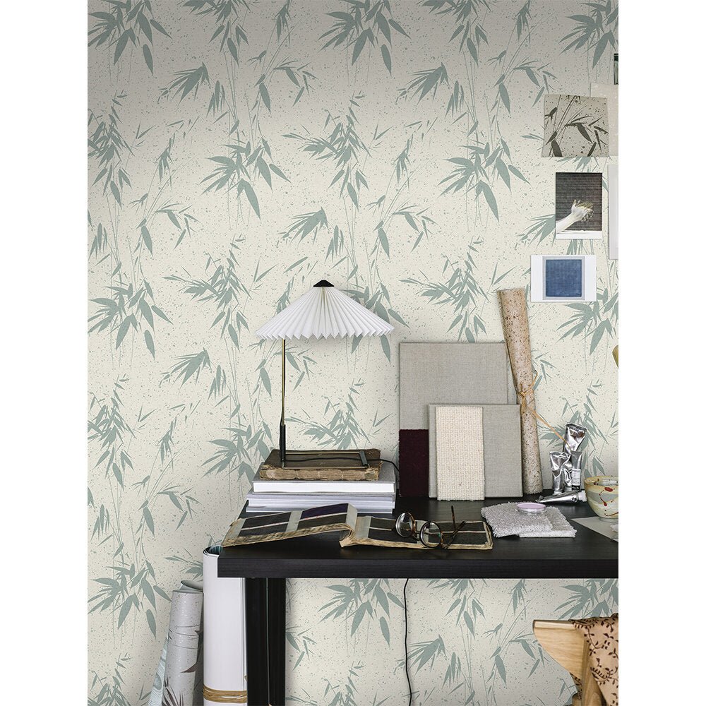 Ink Bamboo Wallpaper - Grey - Green - Boråstapeter - 3114 - Premier Wallcovering