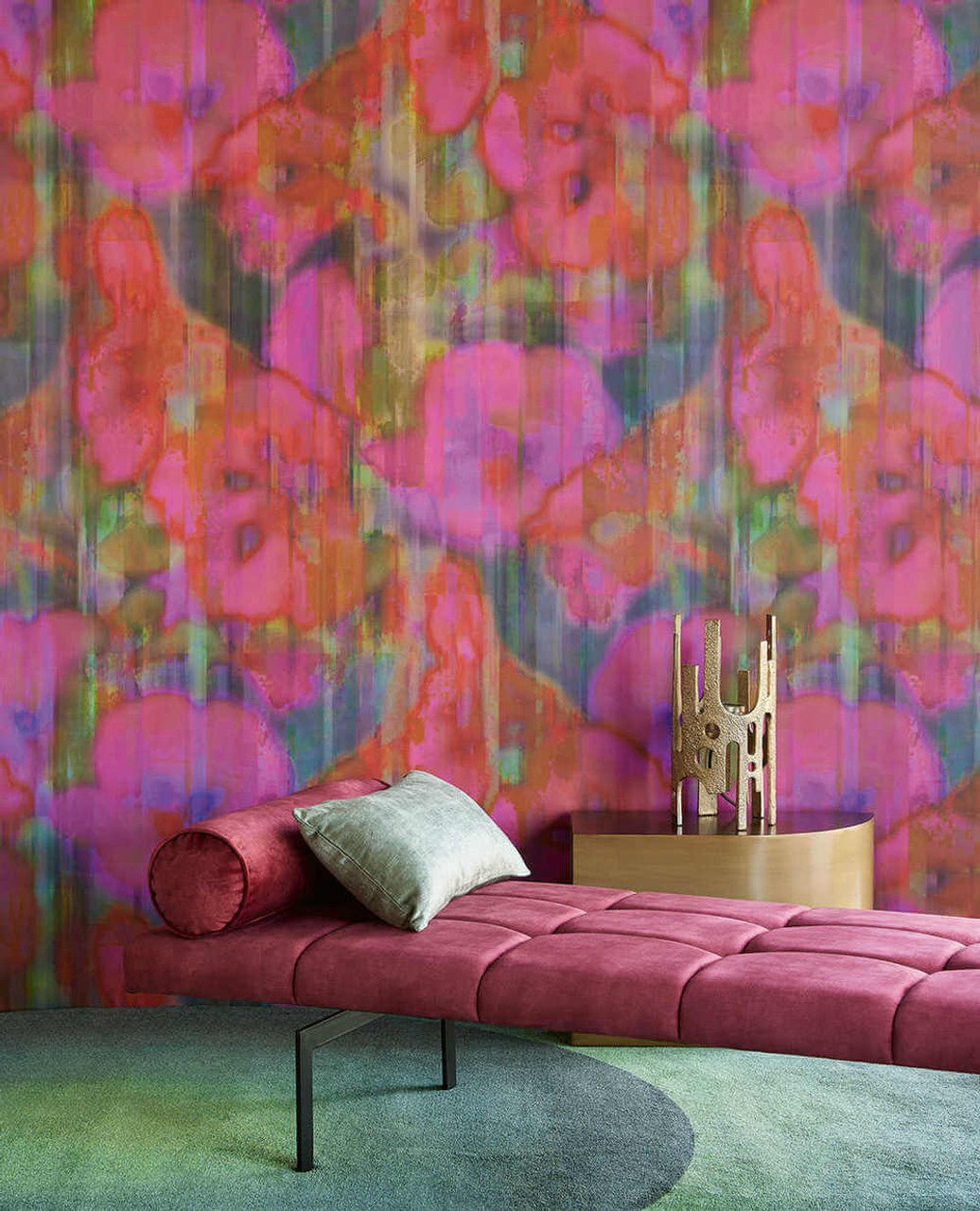 Inky Floral Mural Wallpaper - Red / Pink - Eijffinger - 313572 - Premier Wallcovering