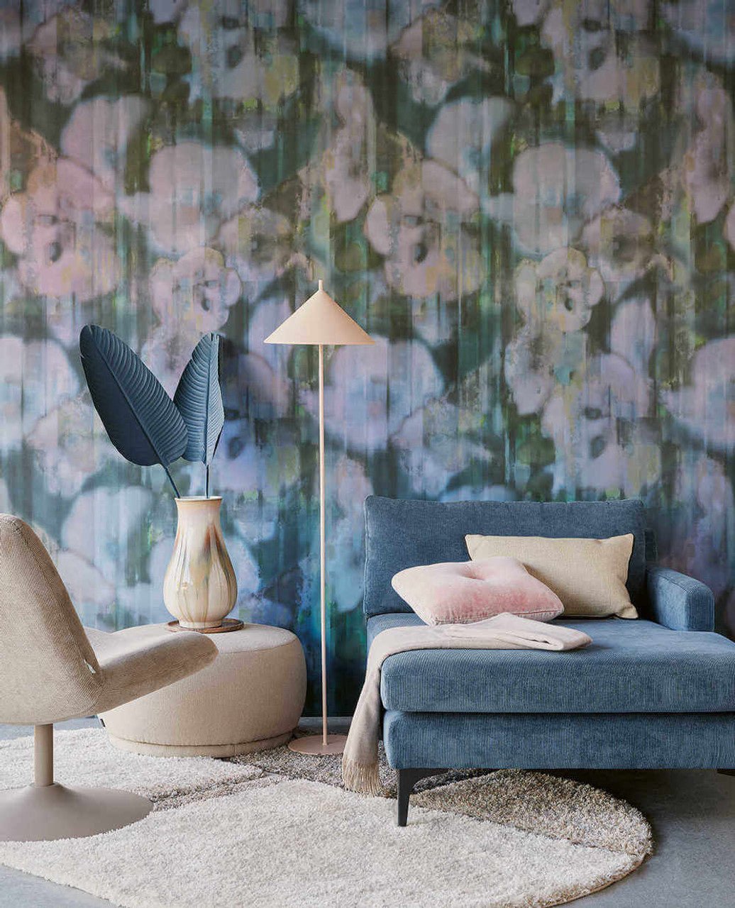 Inky Floral Mural Wallpaper - Teal - Eijffinger - 313571 - Premier Wallcovering