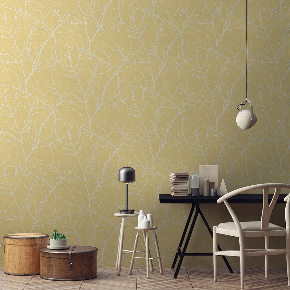 Innocence Wallpaper - Yellow - Superfresco Easy - 103175 - Premier Wallcovering