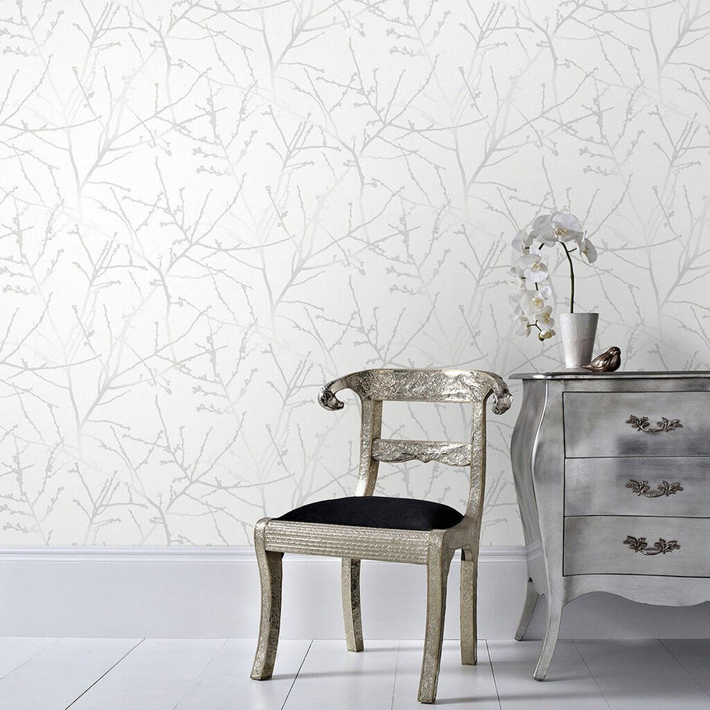 Innocence Wallpaper - White Mica - Superfresco Easy - 33 - 275 - Premier Wallcovering