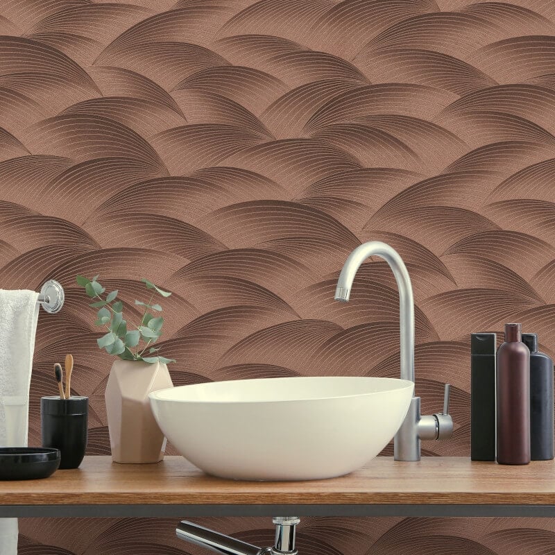 Interlocking Waves Metallic Wallpaper - Bronze - Erismann - 10372 - 48 - Premier Wallcovering