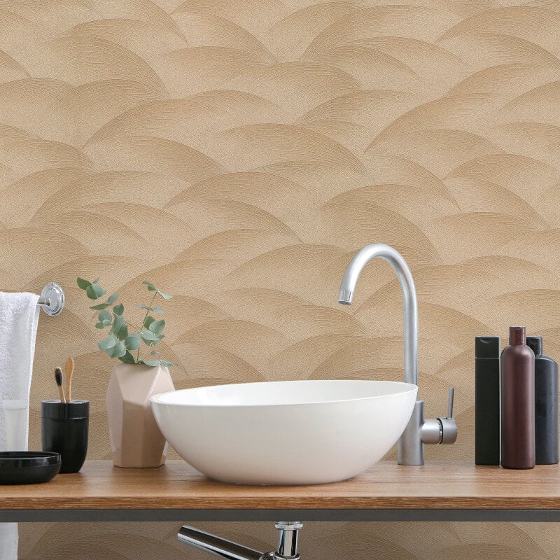 Interlocking Waves Metallic Wallpaper - Gold - Erismann - 10372 - 30 - Premier Wallcovering