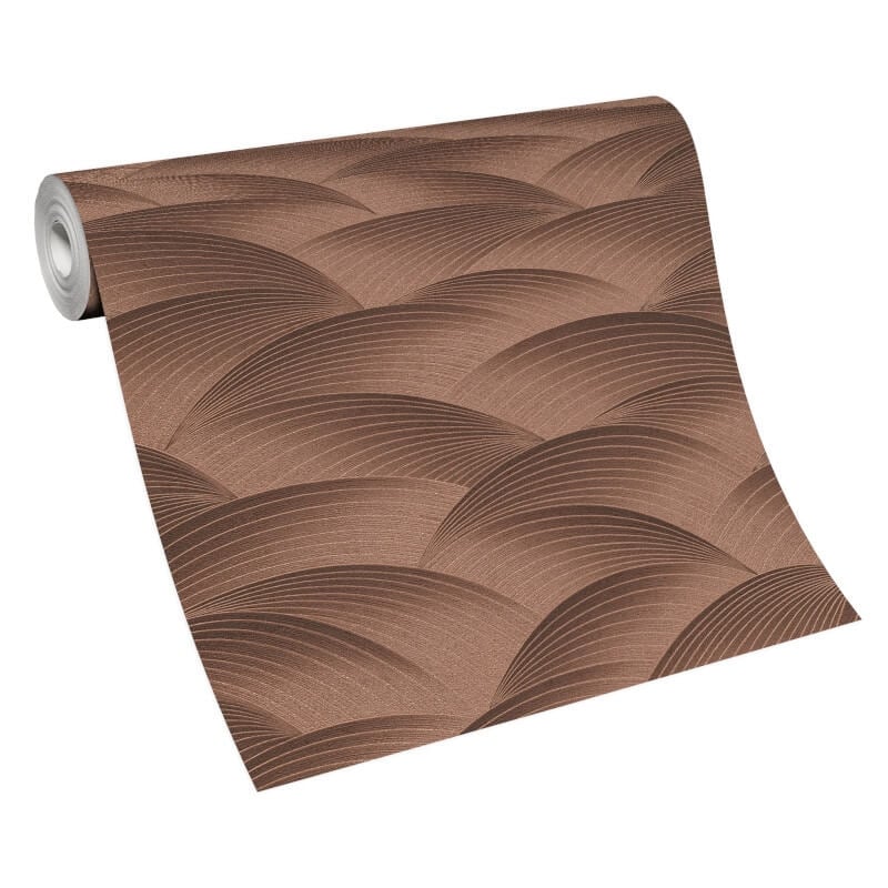 Interlocking Waves Metallic Wallpaper - Bronze - Erismann - 10372 - 48 - Premier Wallcovering