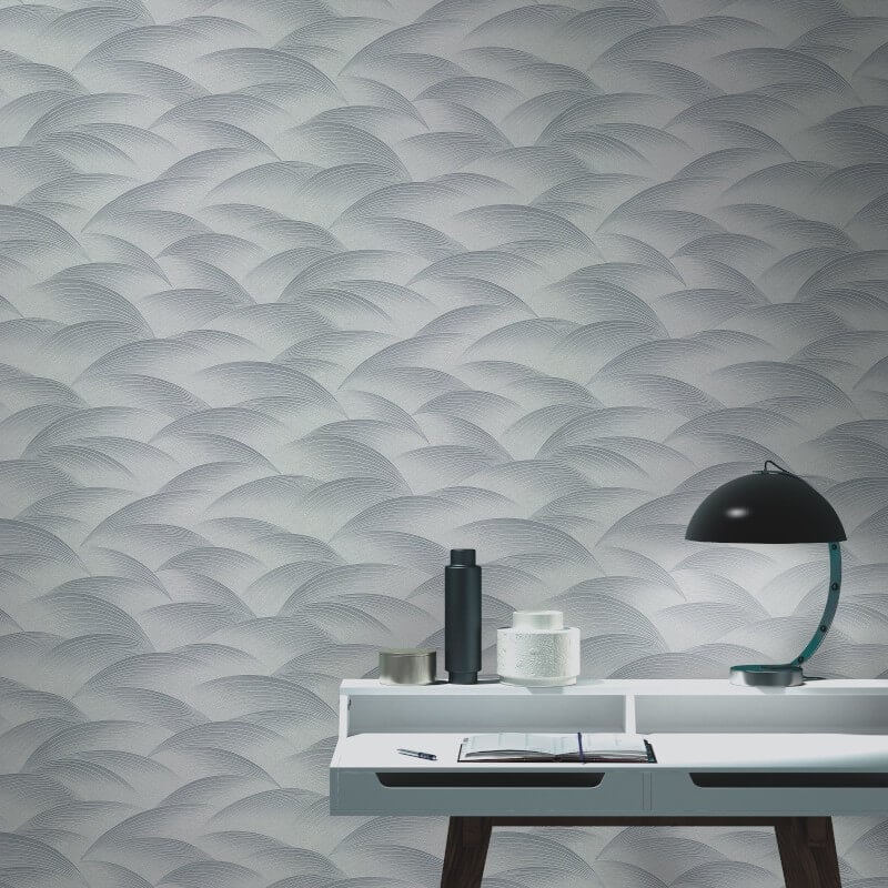 Interlocking Waves Metallic Wallpaper - Silver - Erismann - 10372 - 29 - Premier Wallcovering