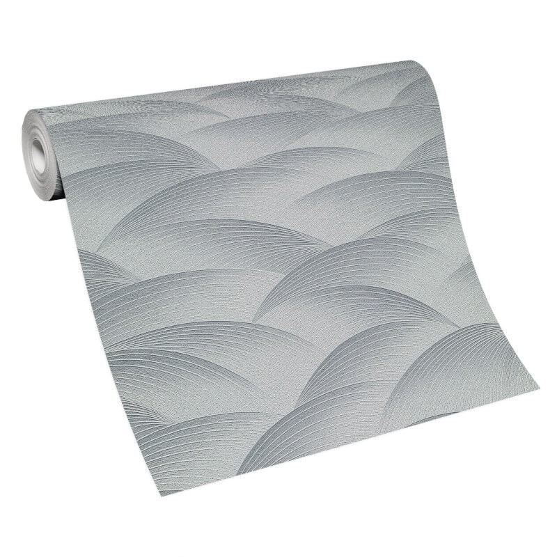Interlocking Waves Metallic Wallpaper - Silver - Erismann - 10372 - 29 - Premier Wallcovering