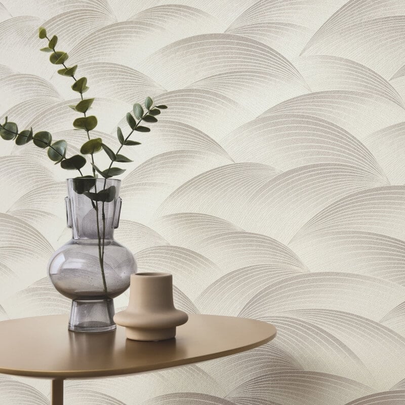 Interlocking Waves Metallic Wallpaper - Light Taupe - Erismann - 10372 - 38 - Premier Wallcovering