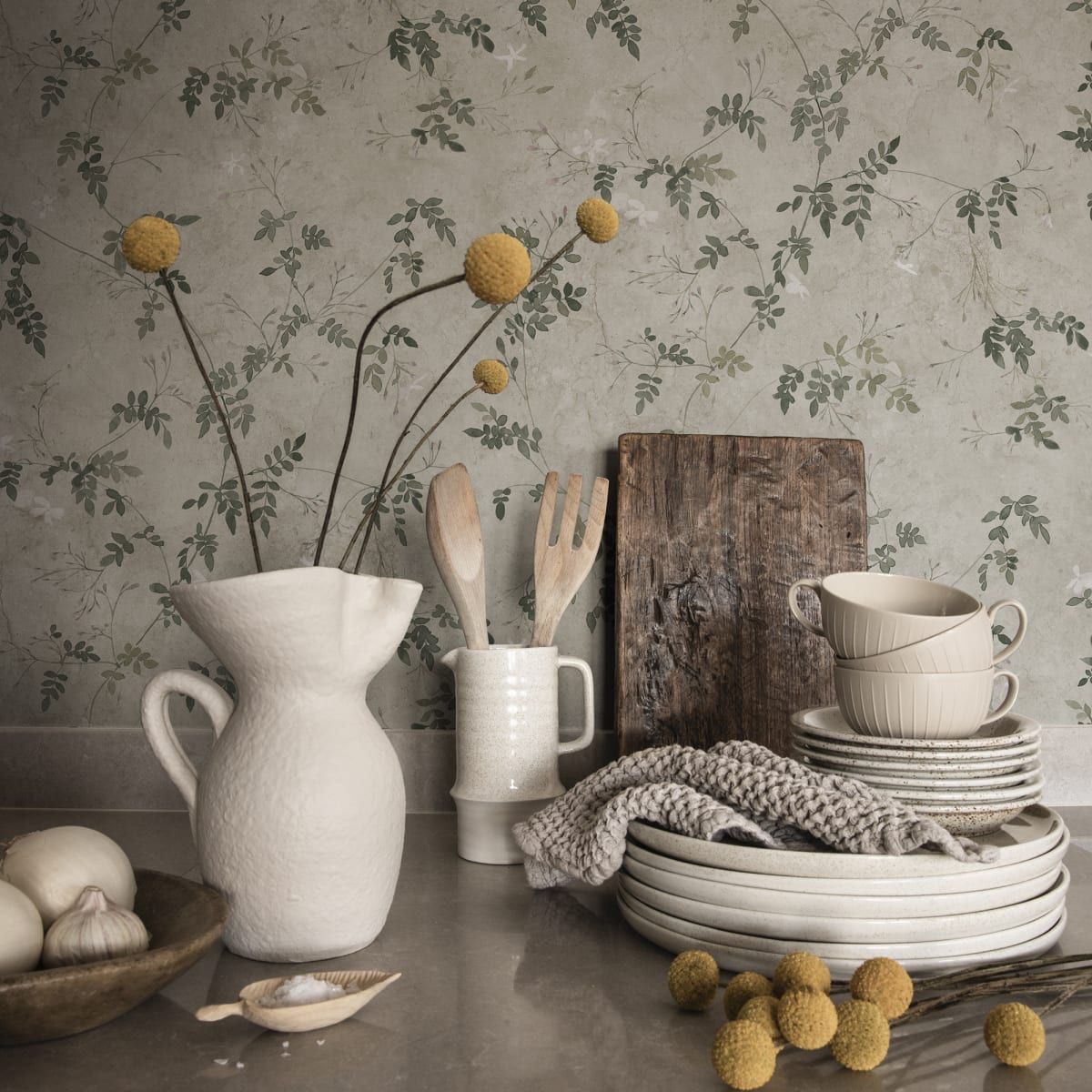 Irene Wallpaper - Olive Green - Sandberg - S10112 - Premier Wallcovering