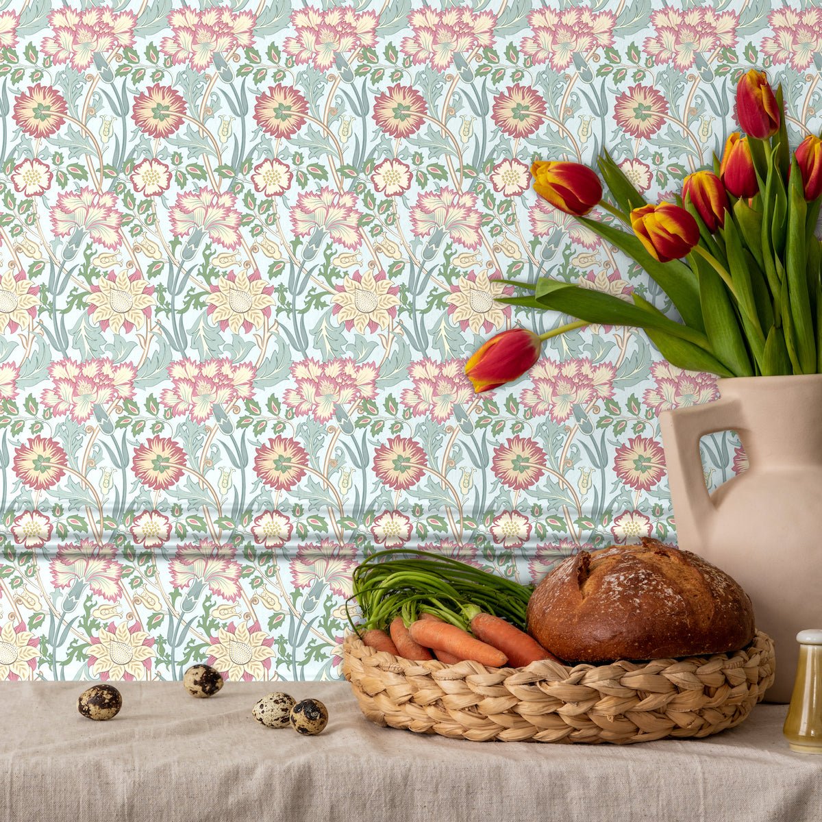 Morris Collections - 1089 - Iris & Chrysanthemum Wallpaper - Sapphire Blue - Premier Wallcovering