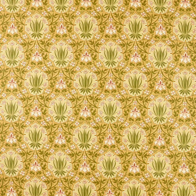 Iris & Rose Fabric - Gold - Morris & Co - 227373 - Premier Wallcovering