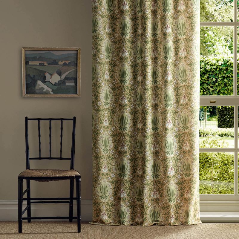 Iris & Rose Fabric - Gold - Morris & Co - 227373 - Premier Wallcovering