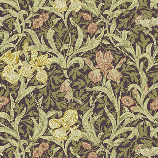 Iris Wallpaper - Brown / Green - Midbec - 82052 - Premier Wallcovering