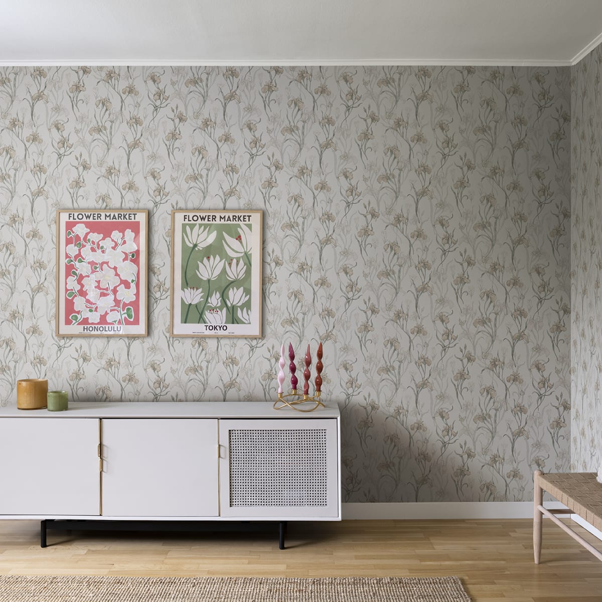 Iris Wallpaper - Powder Pink - Sandberg - S10135 - Premier Wallcovering