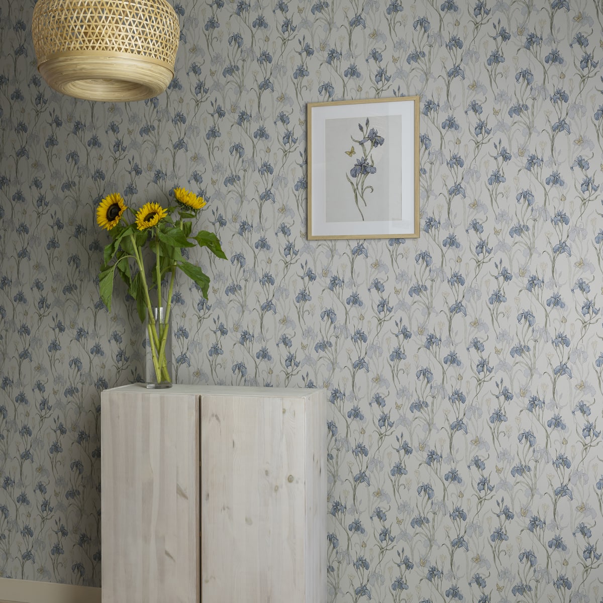 Iris Wallpaper - Sky Blue - Sandberg - S10134 - Premier Wallcovering