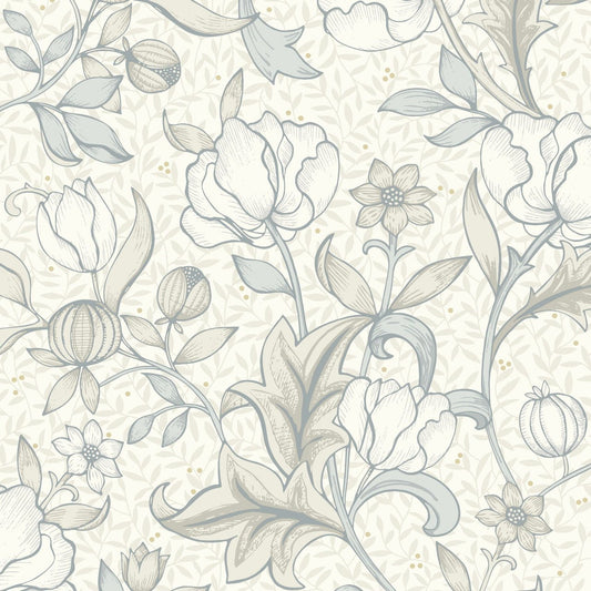 Isabella Arts and Crafts Wallpaper - Blanc Creuse - Casadeco - 86340218 - Premier Wallcovering